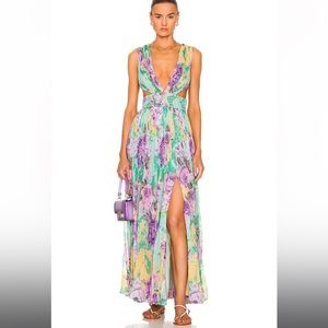 Rococo Sand Ivy purple floral cutout maxi dress Size Medium NWT